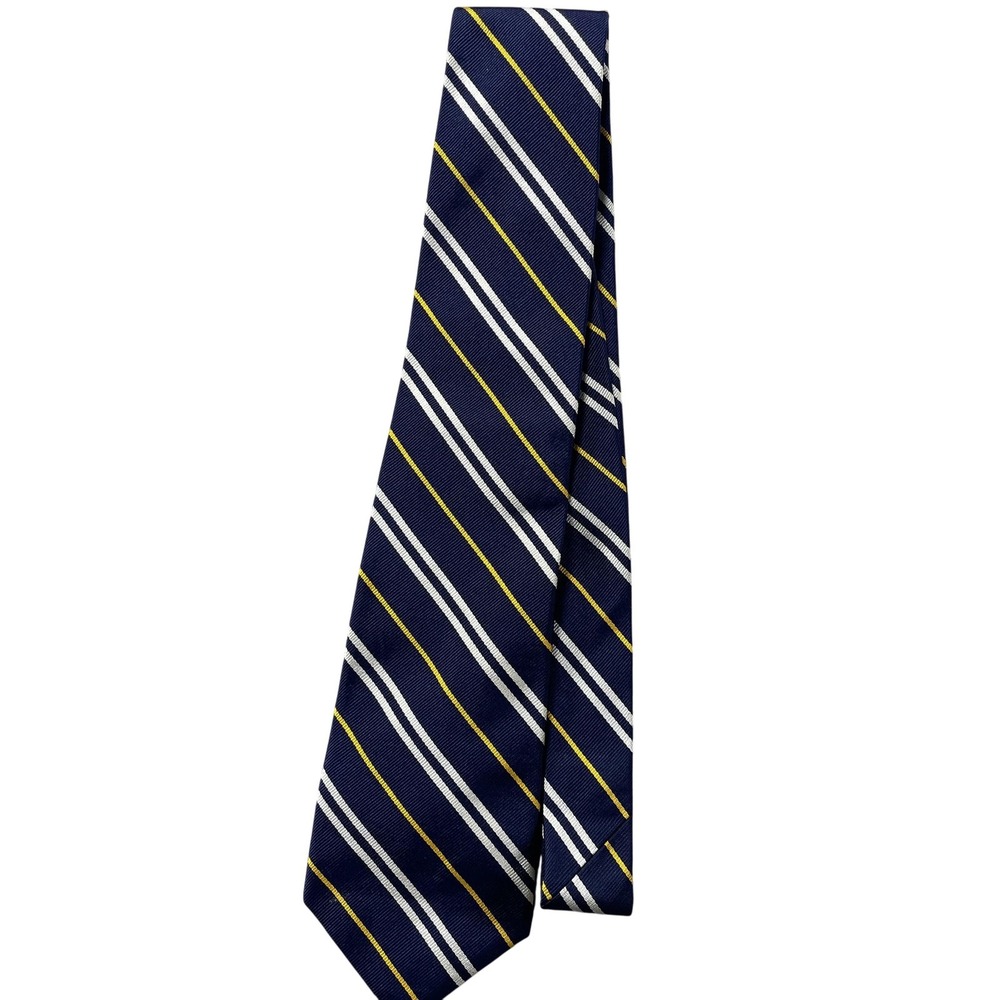 Vintage Polo By Ralph Lauren Tie Mens Blue Striped Classic Silk Necktie Italy
